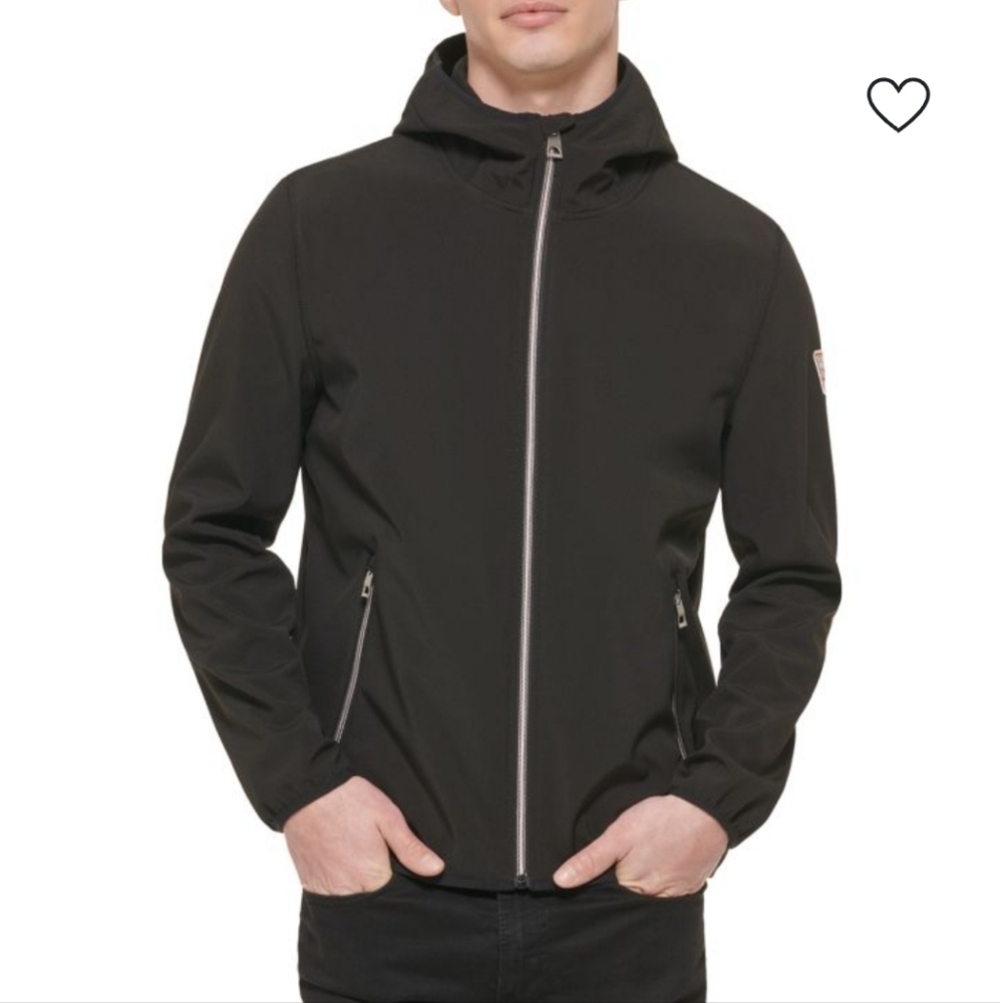 Like NEW Guess Mens Black Jacket Coat Full Zip Size XL